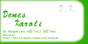 denes karoli business card